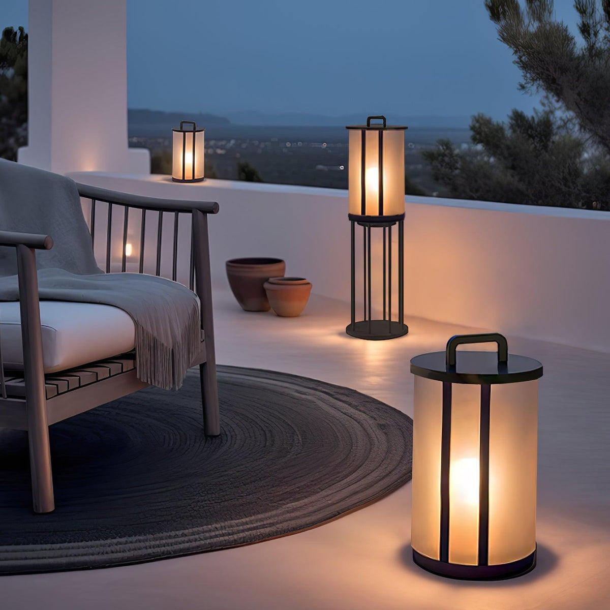 Round Pillar Acrylic Lantern Outdoor Lamp