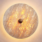 Round Travertine Disk Wall Lamp