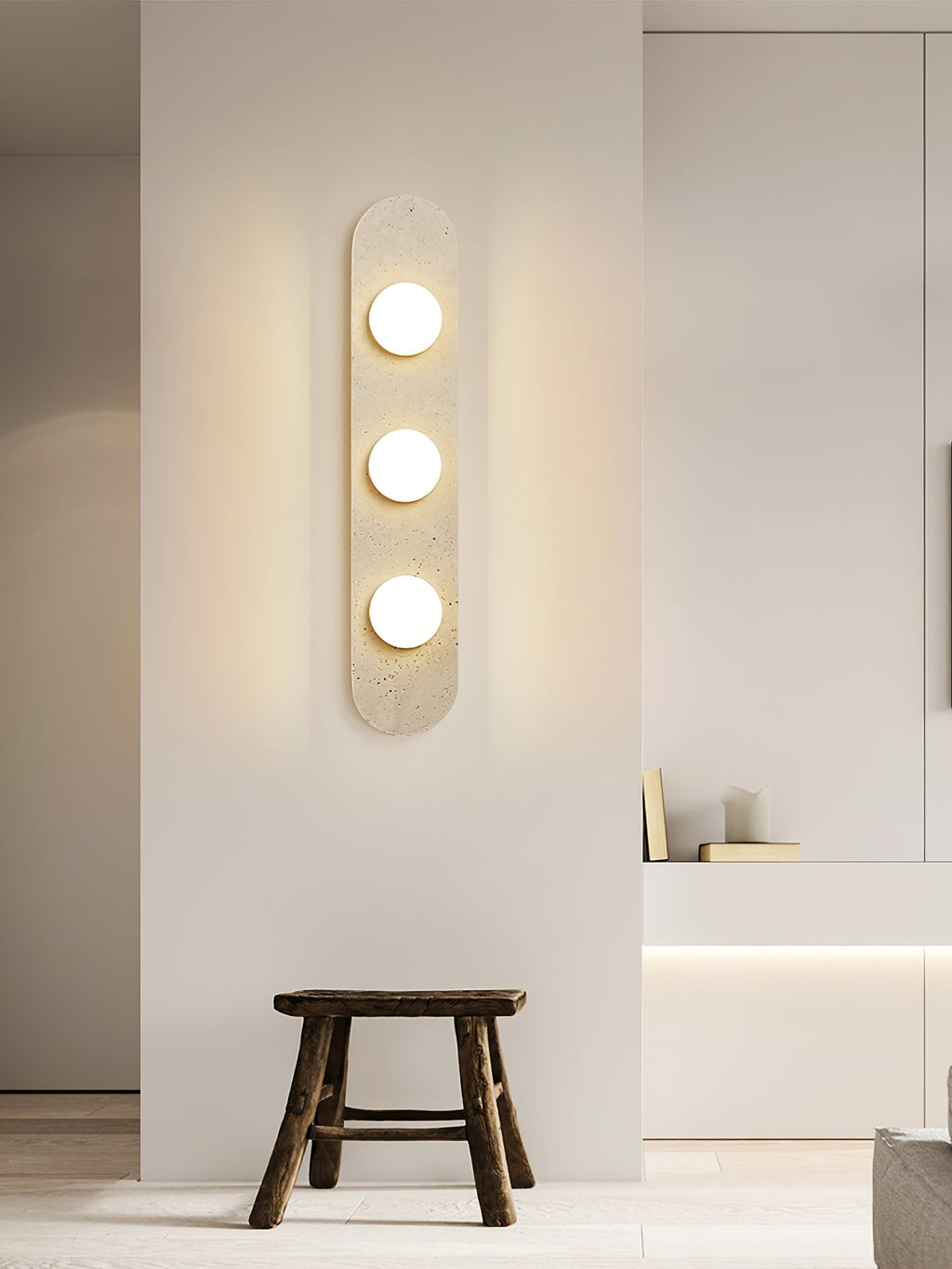 Rounded Travertine Wall Sconce