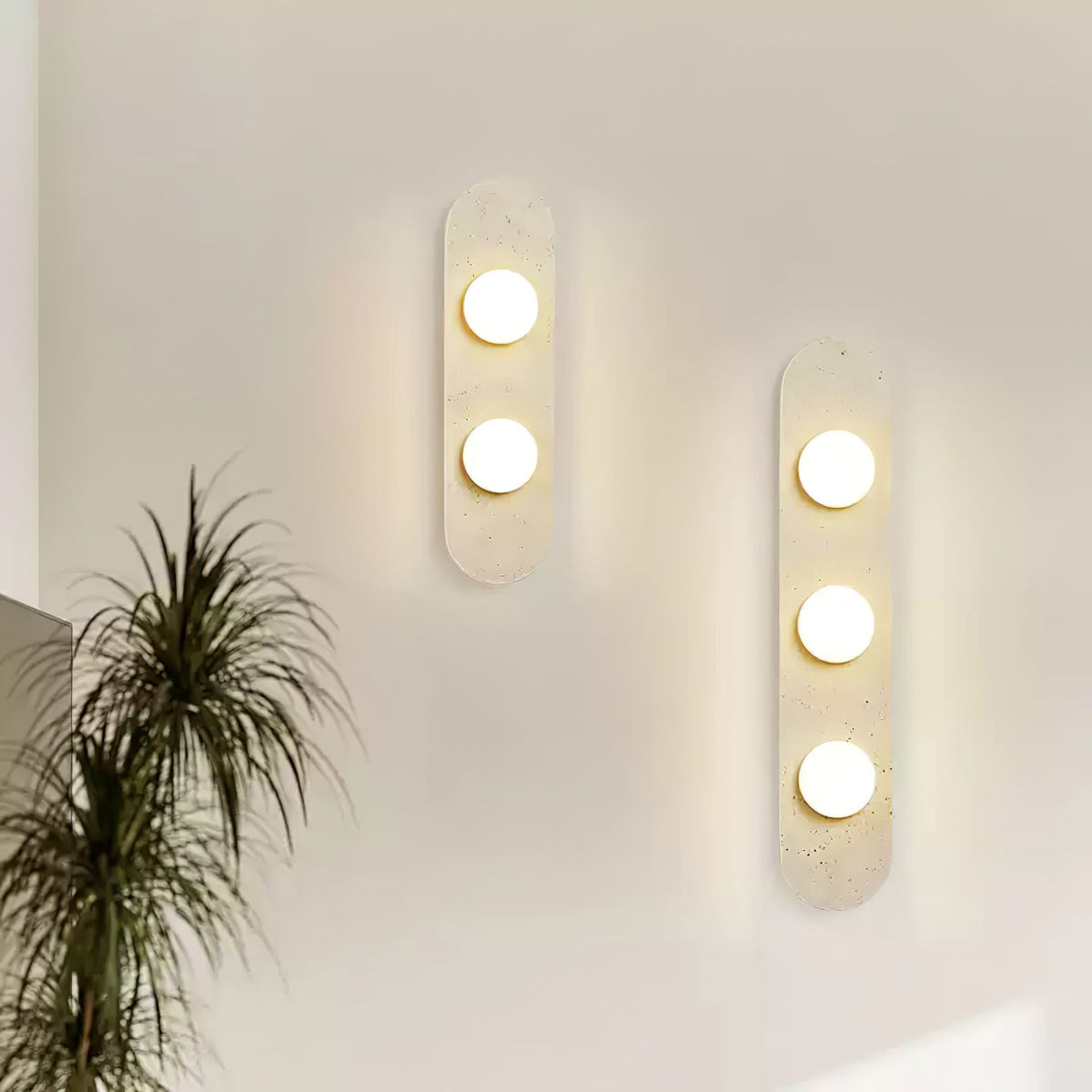 Rounded Travertine Wall Sconce