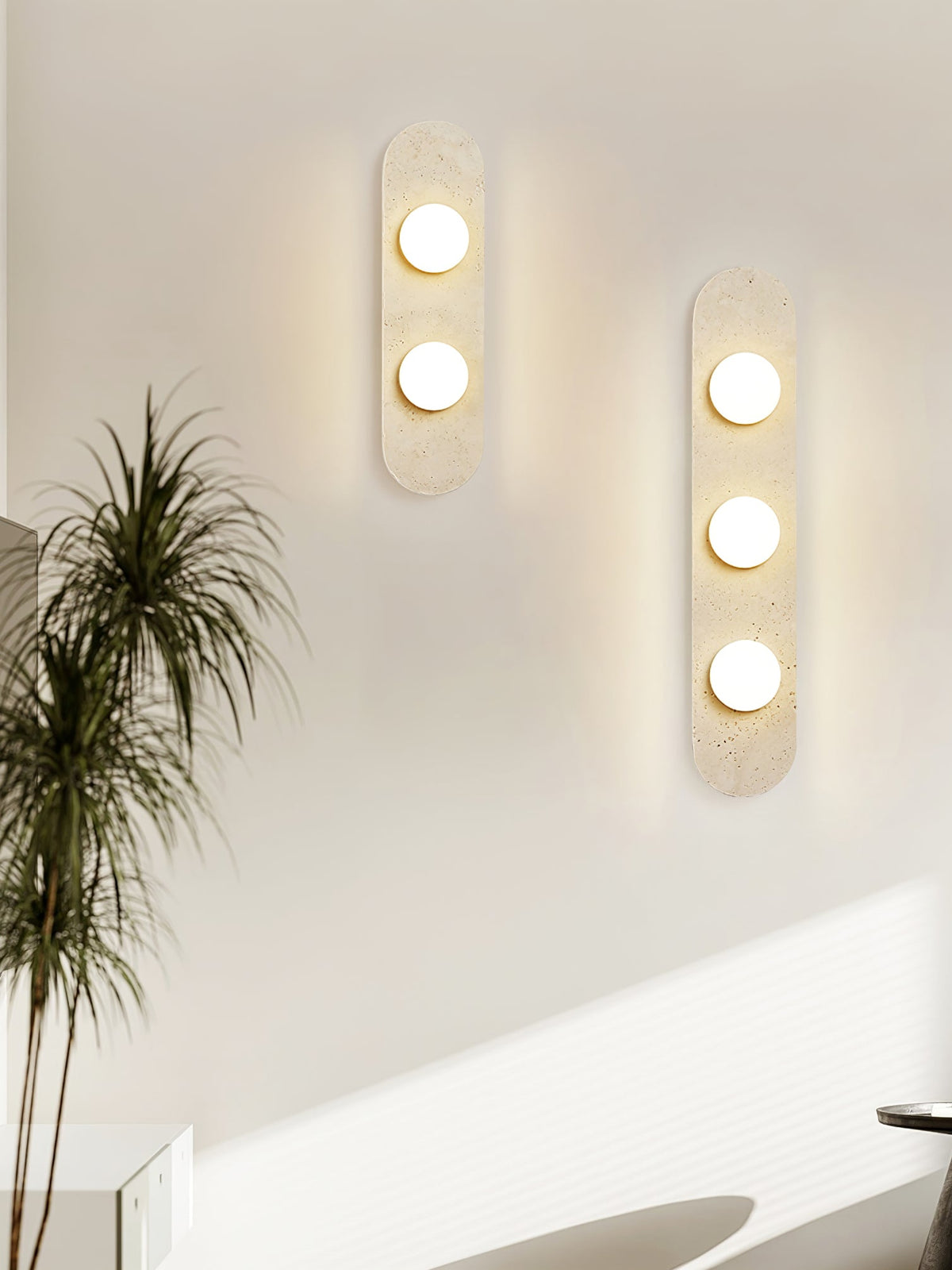 Rounded Travertine Wall Sconce