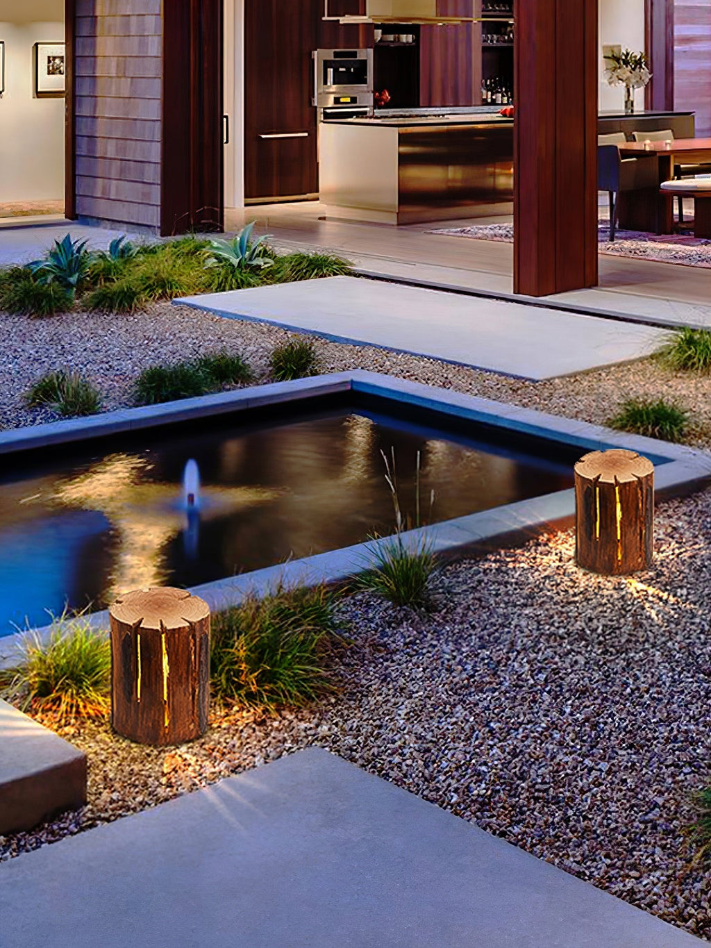 Rustic Log Outdoor LED Light