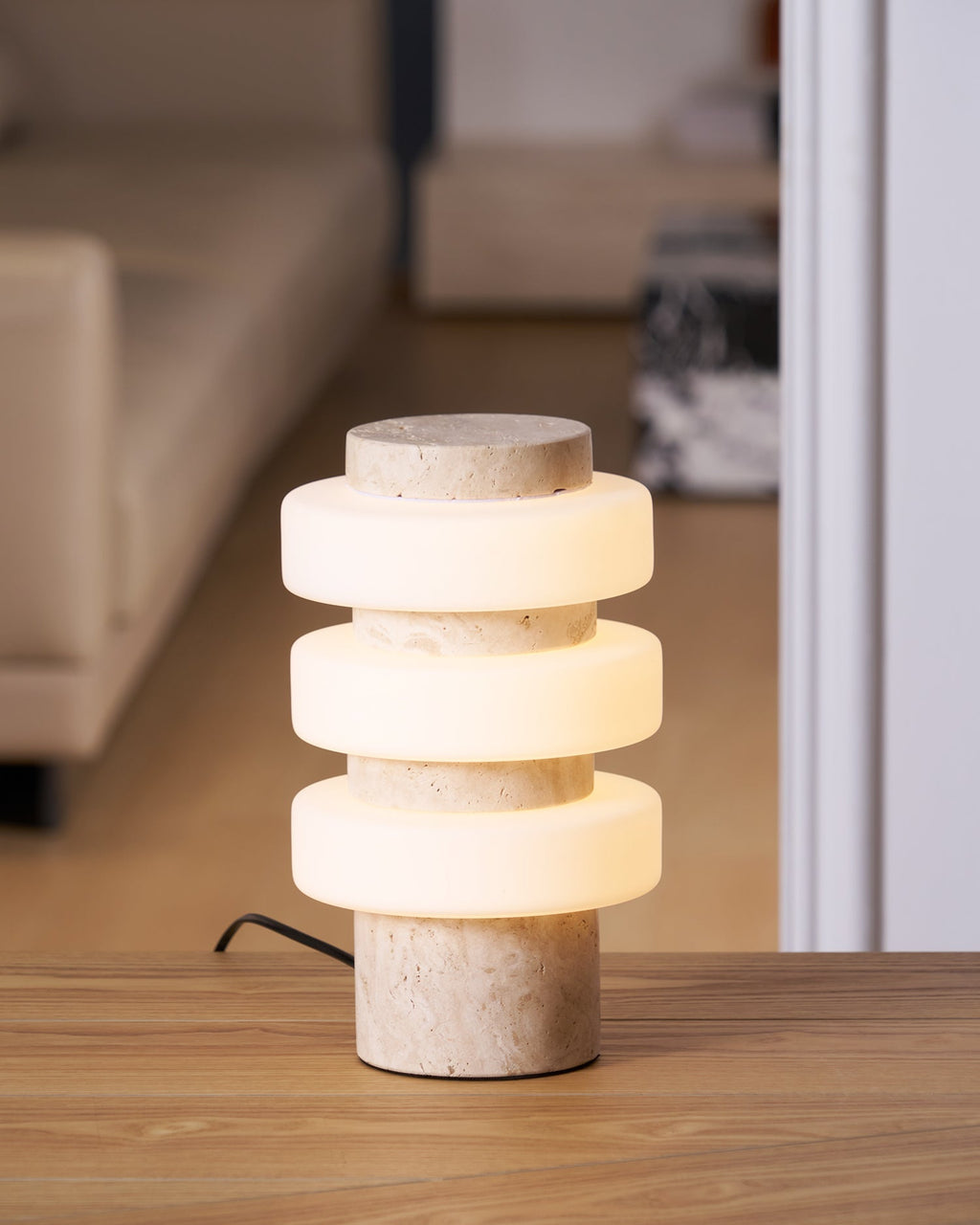 Saturn Travertine Table Lamp