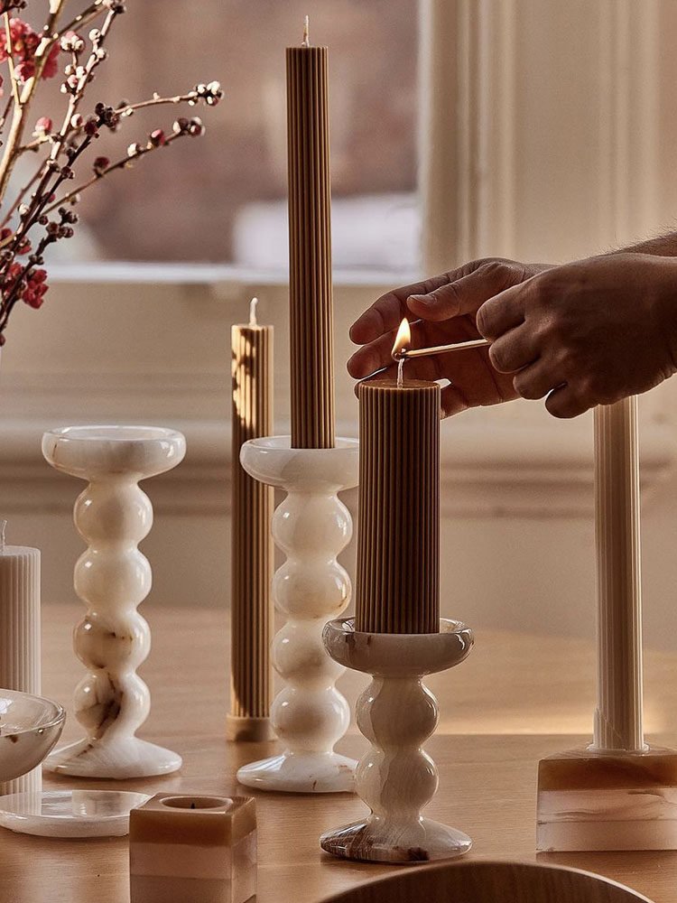 Sculpted Jade Candle Holder