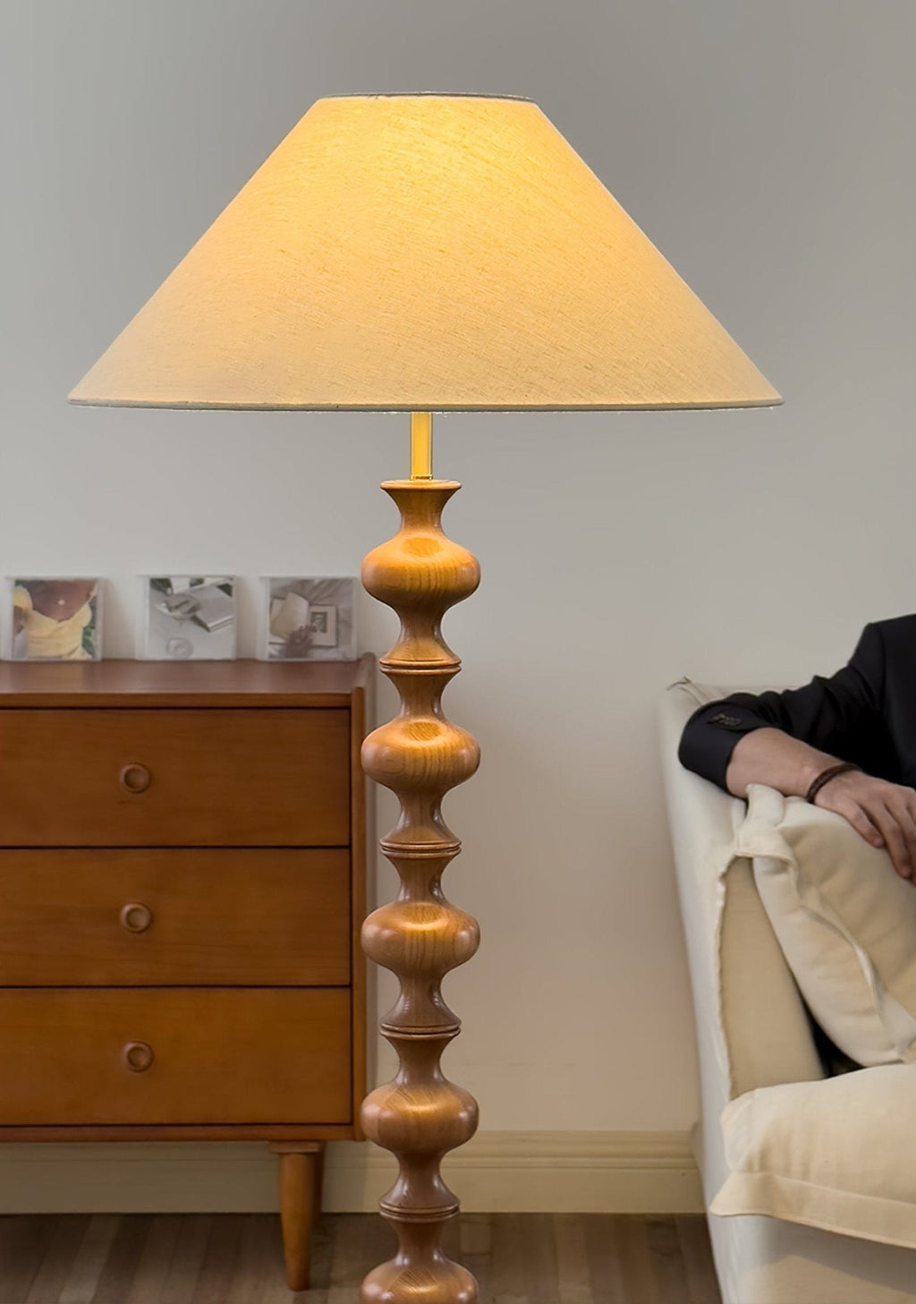 Sculpted Rhythm Wood Floor Lamp