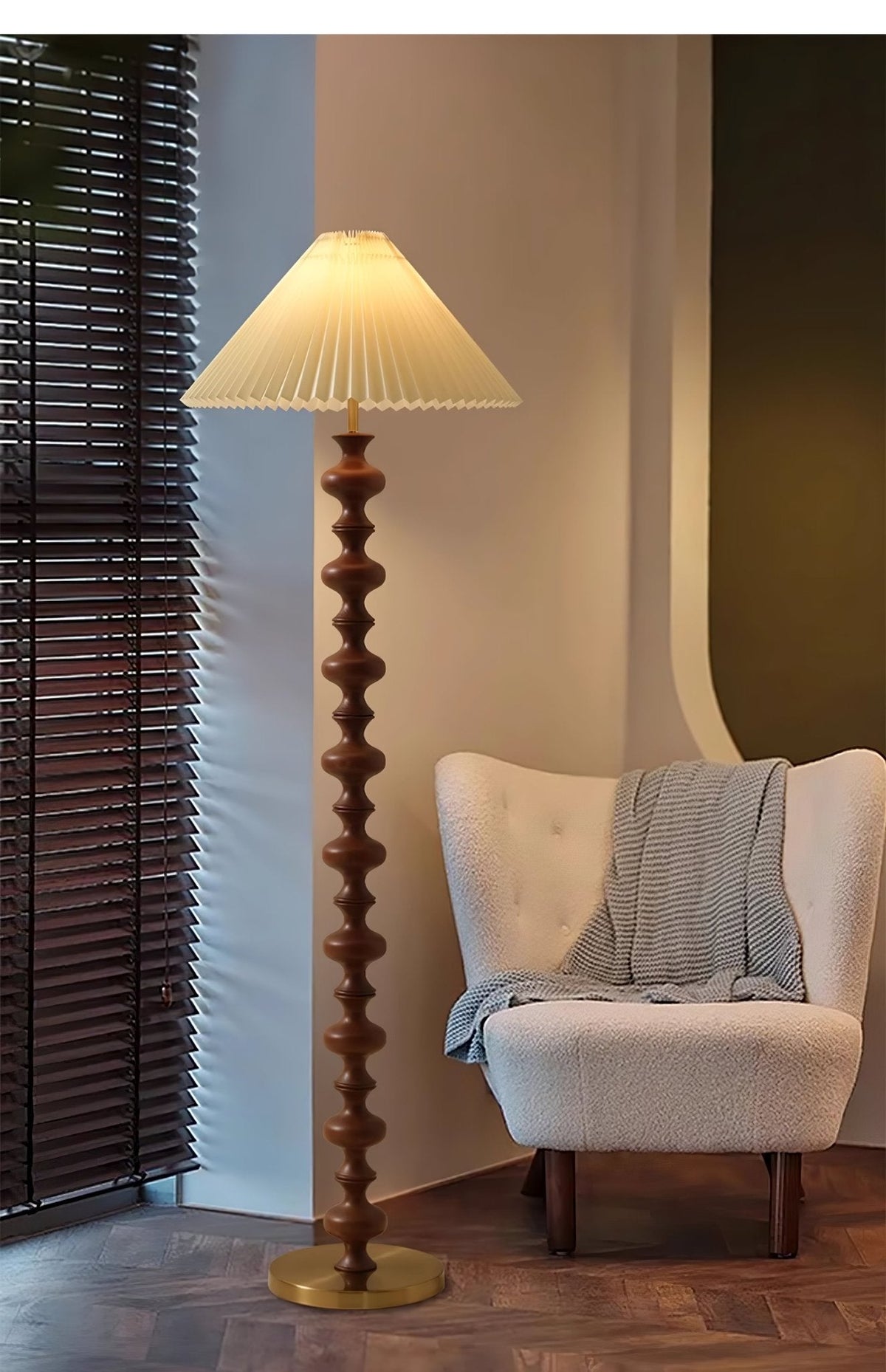 Sculpted Rhythm Wood Floor Lamp