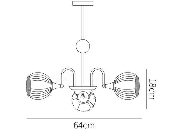 Sculptural Glass Ribbed Chandelier