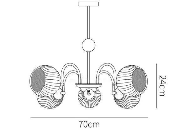 Sculptural Glass Ribbed Chandelier