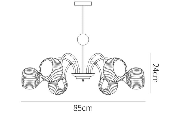 Sculptural Glass Ribbed Chandelier