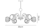 Sculptural Glass Ribbed Chandelier
