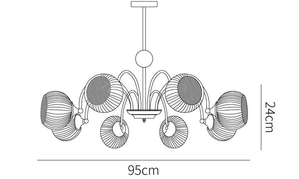 Sculptural Glass Ribbed Chandelier