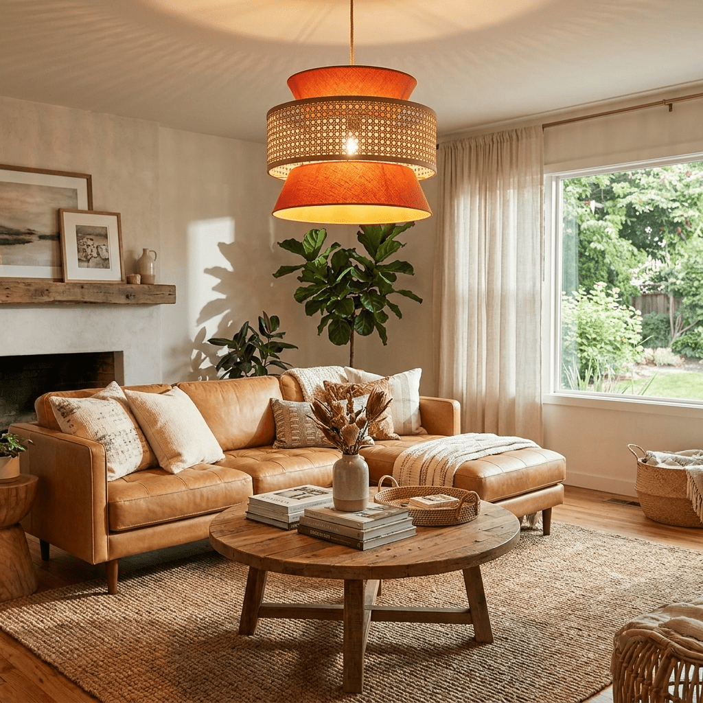 Sienna Rattan Fabric Pendant Light