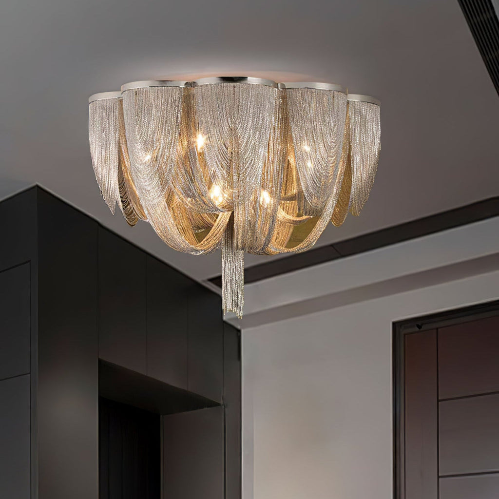 Silver Chain Tassel Ceiling Light