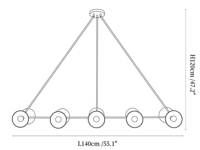 Slim Brass Linear Chandelier