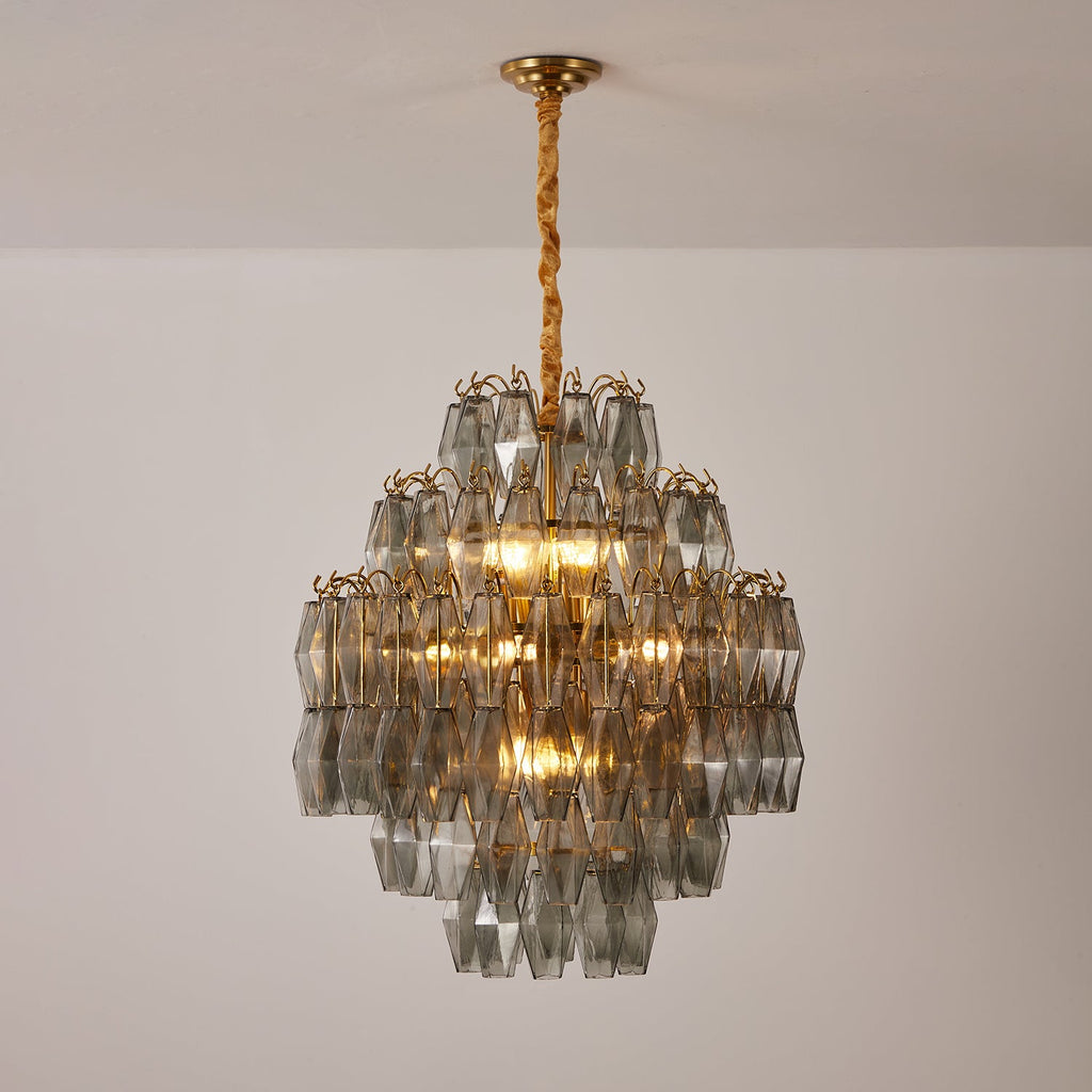 Smoke Gray Prism Round Chandelier
