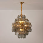Smoke Gray Prism Round Chandelier