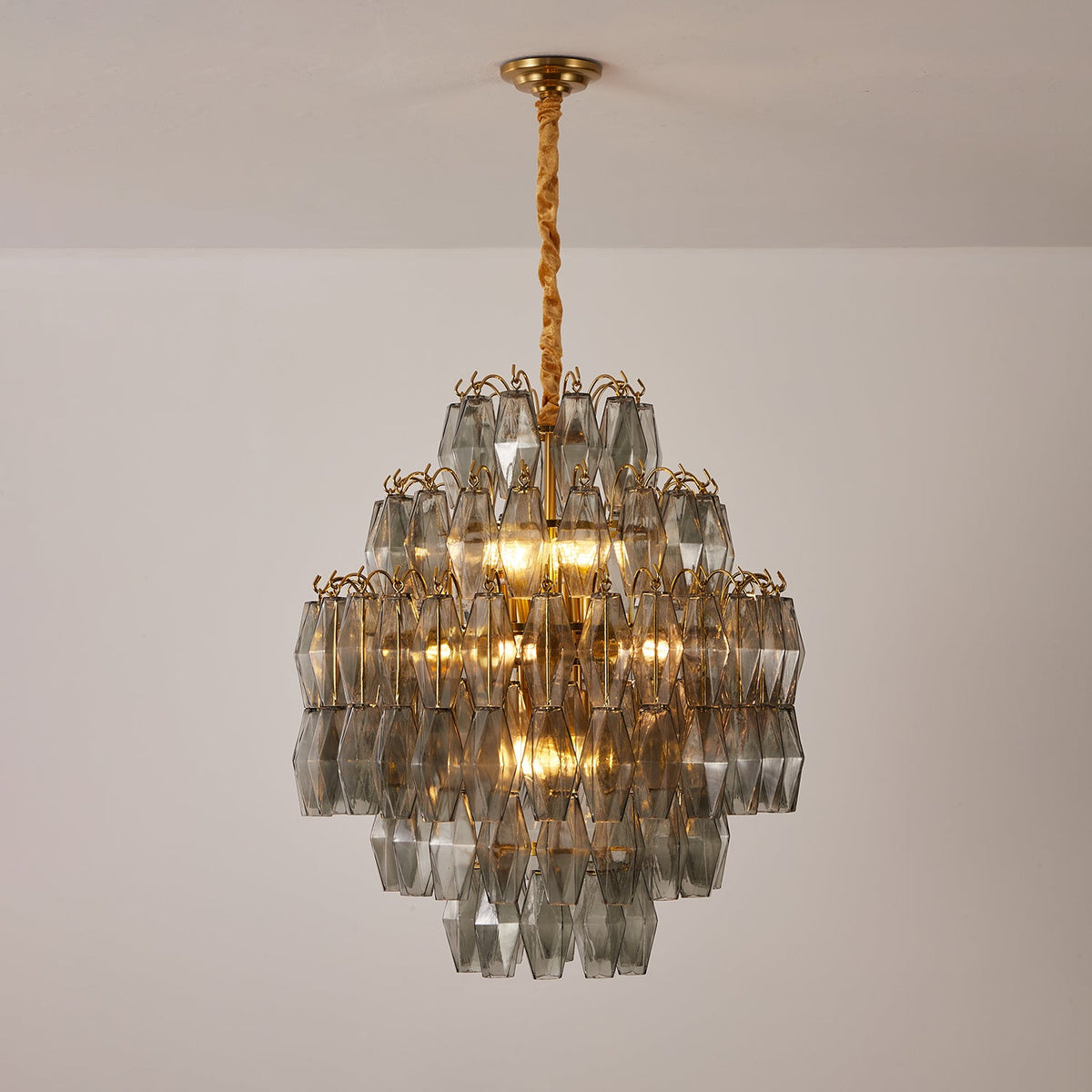 Smoke Gray Prism Round Chandelier