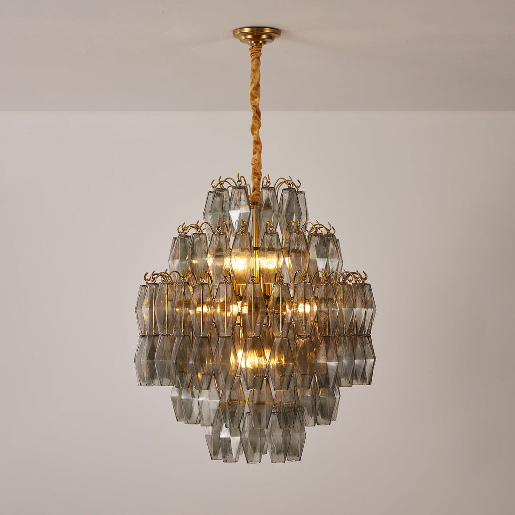 Smoke Gray Prism Round Chandelier