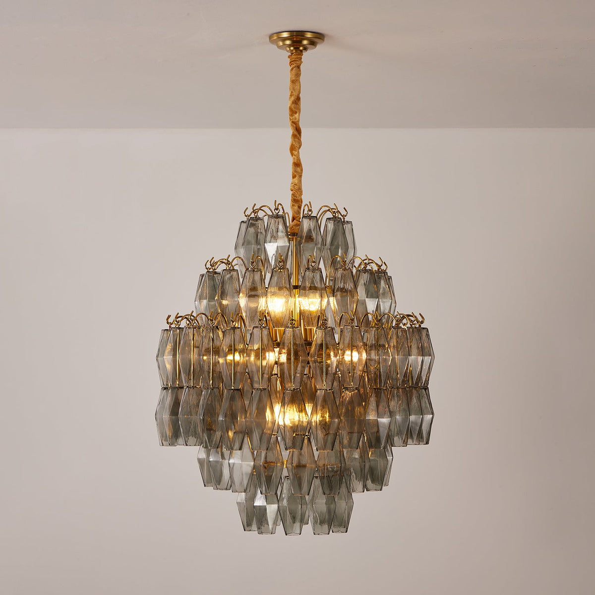 Smoke Gray Prism Round Chandelier