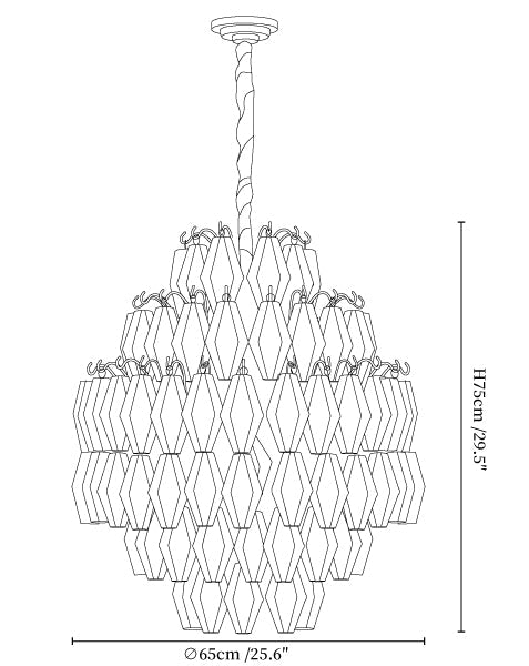 Smoke Gray Prism Round Chandelier