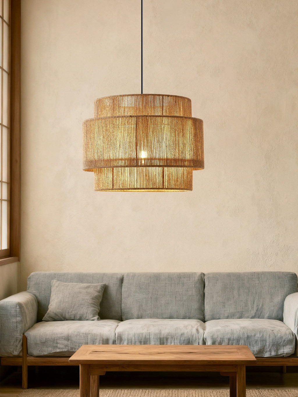 Solen Layered Hemp Rope Pendant Light