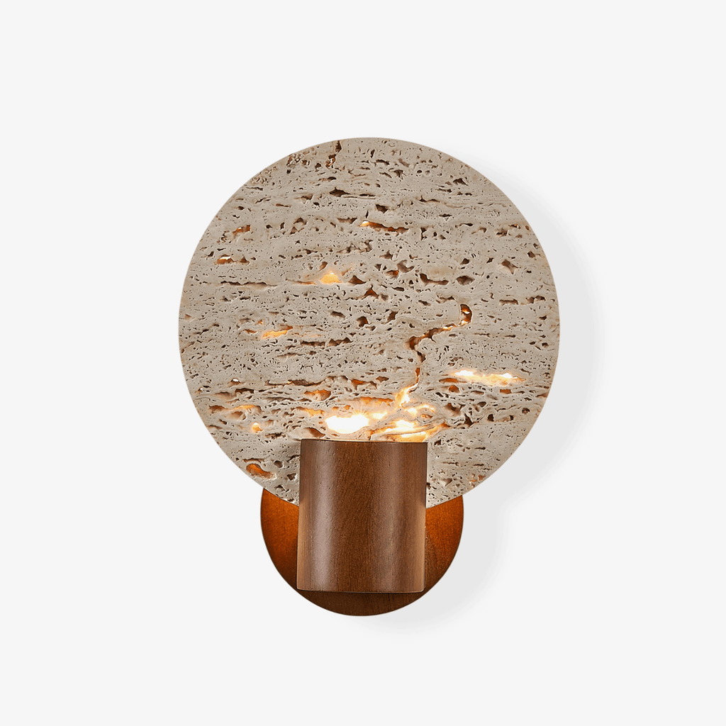 Solis Travertine Round Wall Light