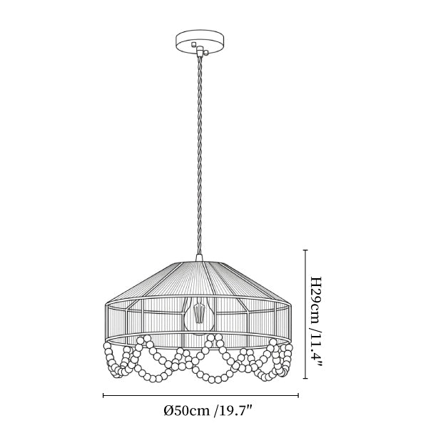 Sora Hemp Rope Wood Pendant Light