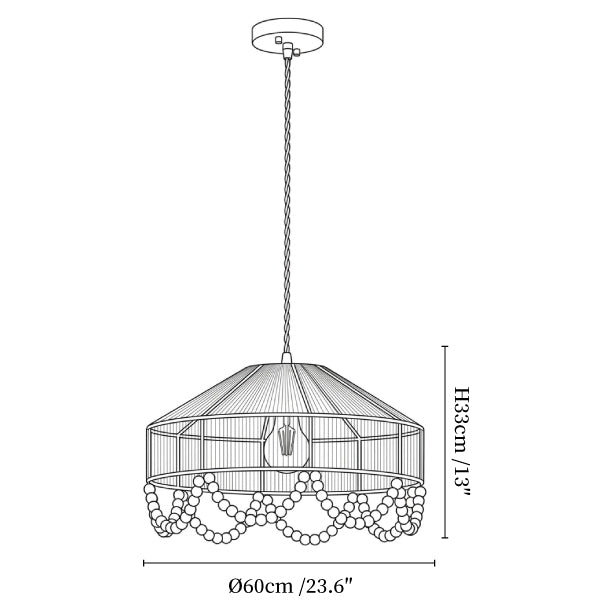 Sora Hemp Rope Wood Pendant Light