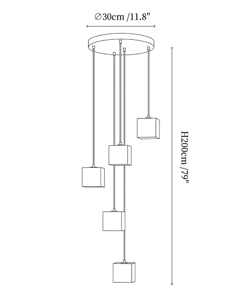Square Alabaster Staircase Chandelier