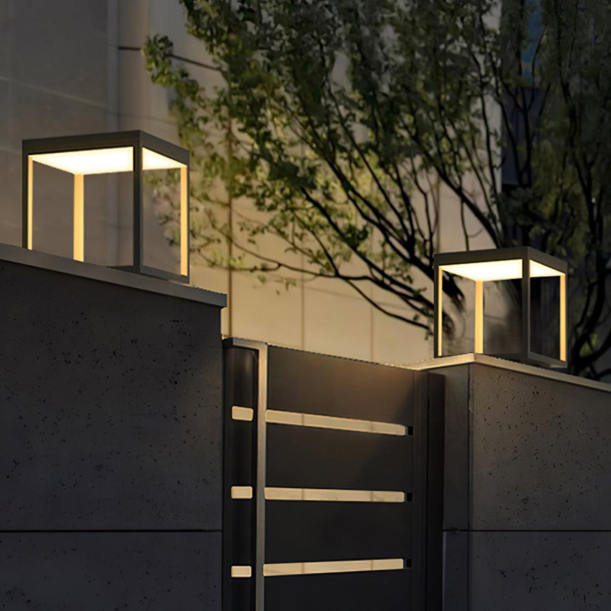 Square Frame Fence Post Garden Light