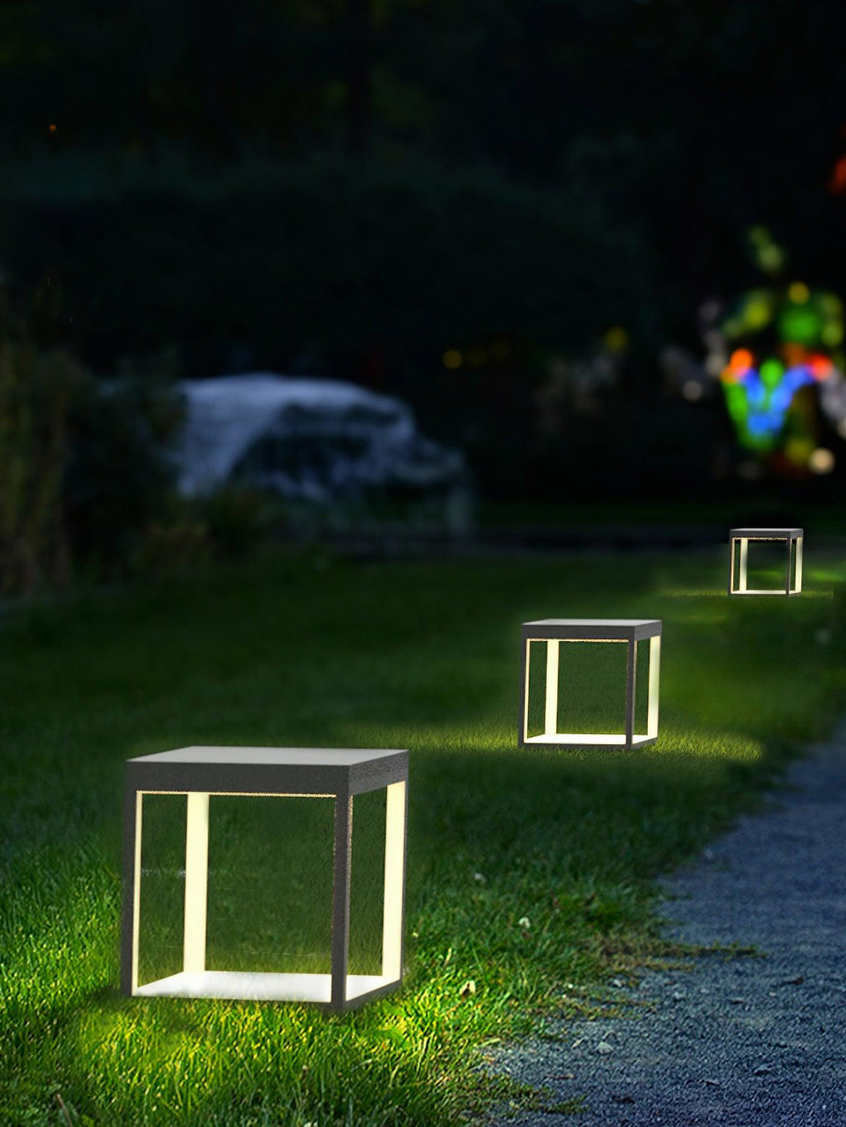 Square Frame Fence Post Garden Light