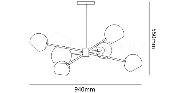 Staggered Glass 6 Light Chandelier