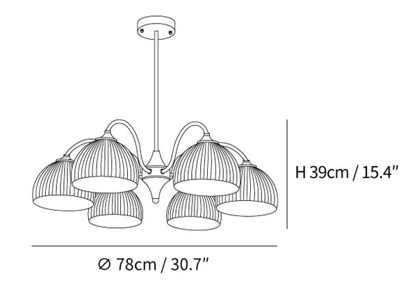 Striped Glass Bowl Chandelier