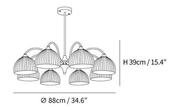 Striped Glass Bowl Chandelier