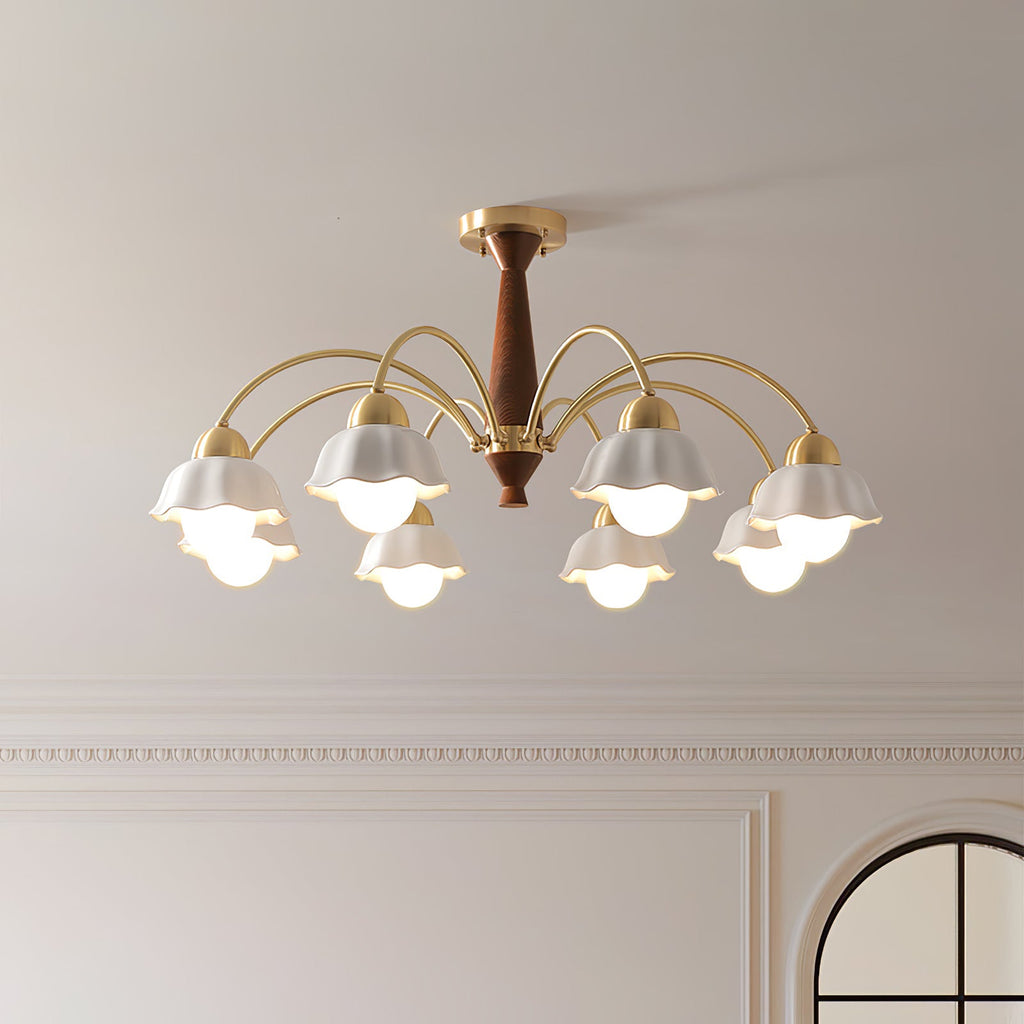 Swedish Modern Brass Chandelier