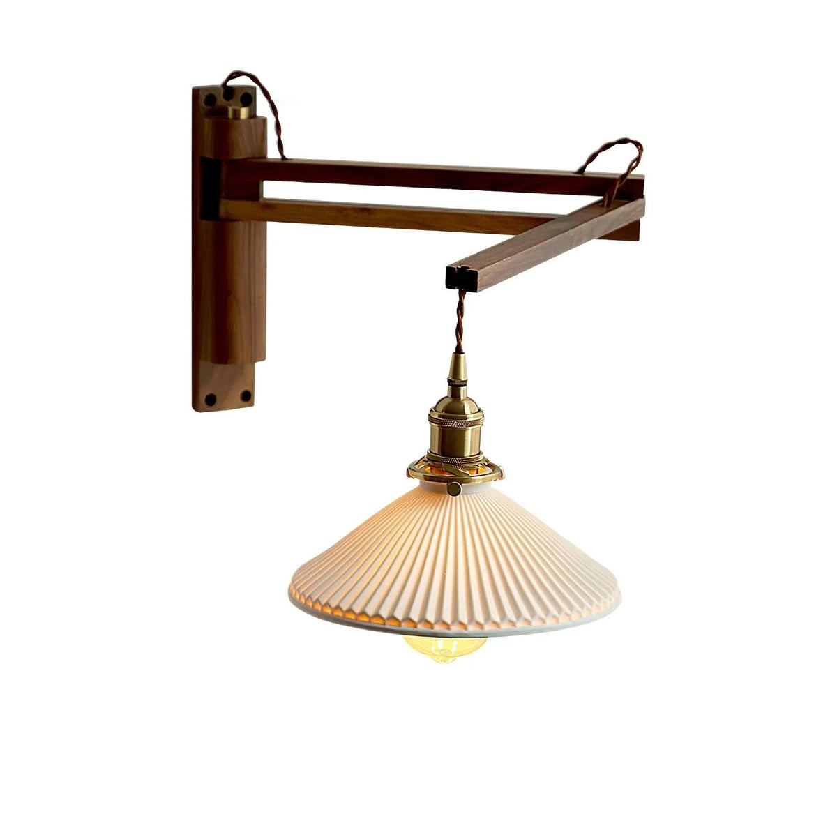 Swing Arm Walnut Wall Light