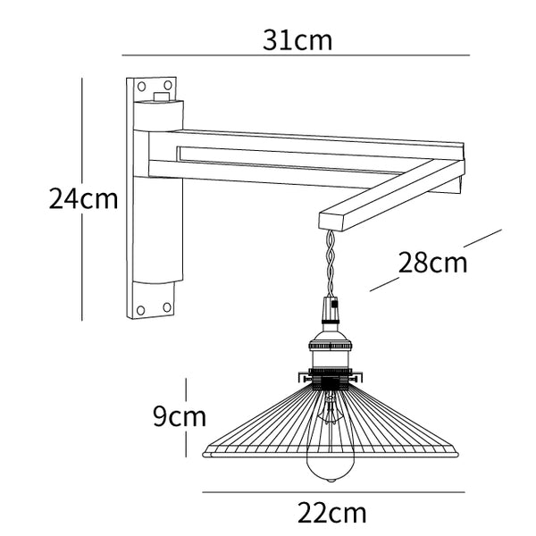 Swing Arm Walnut Wall Light