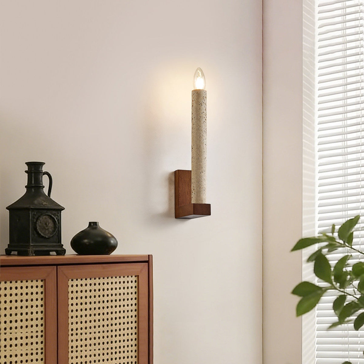 Tavian Travertine Candle Wall Lamp