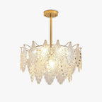 Tiered Carved Glass Chandelier