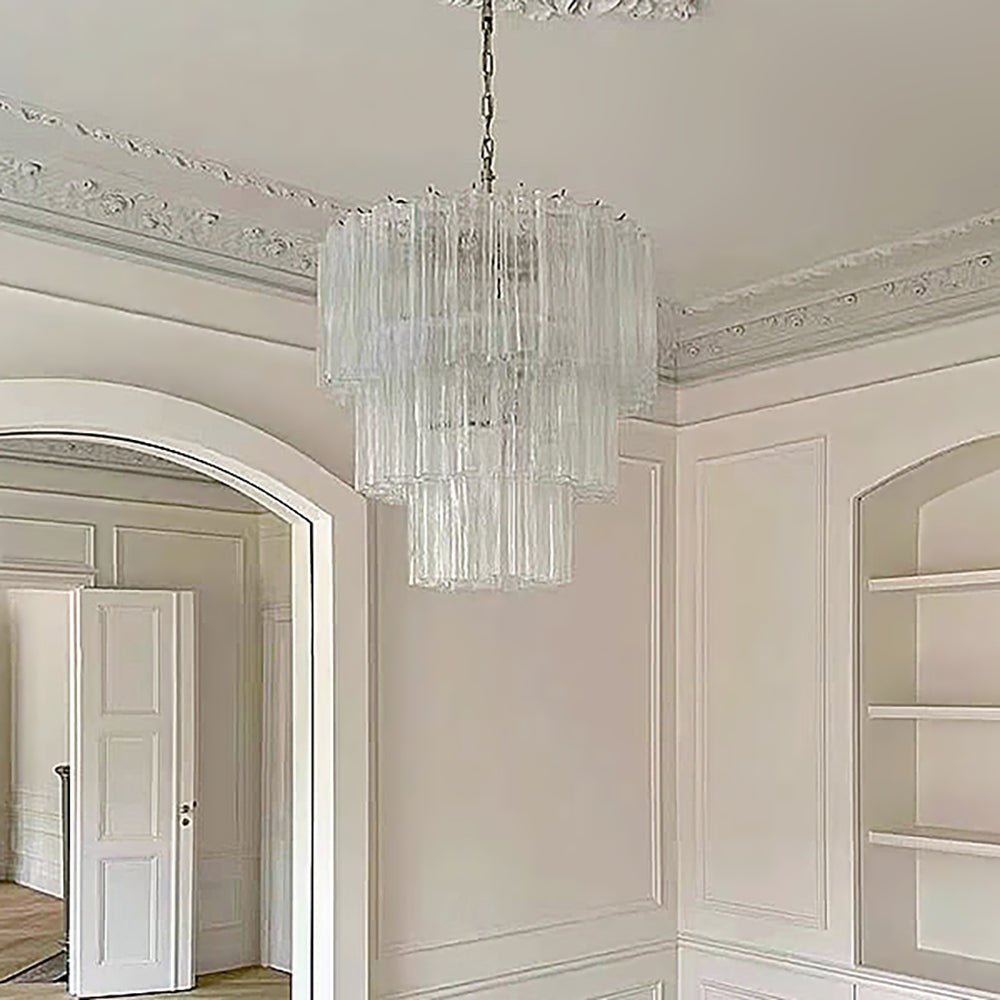 Tiered Tube Murano Glass Chandelier