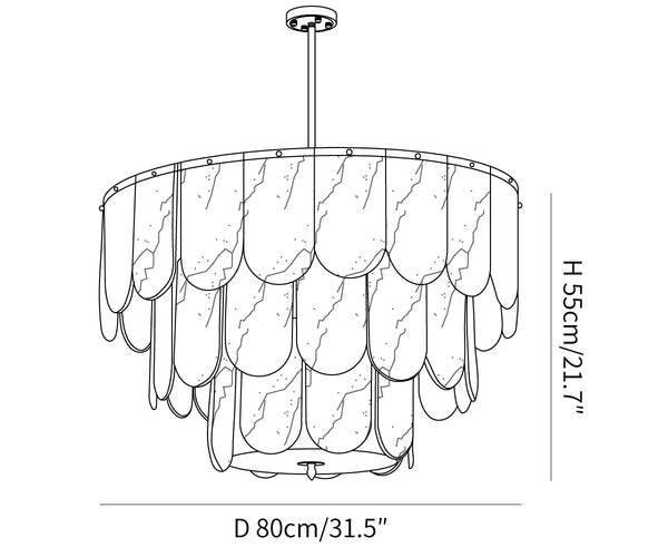 Traditional Classic Metal Glass Chandelier