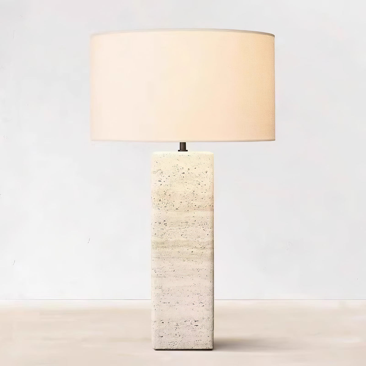 Travertine Column Table Lamp