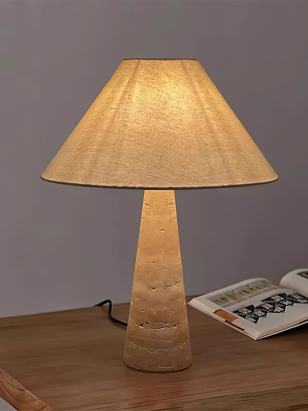 Travertine Column Table Lamp