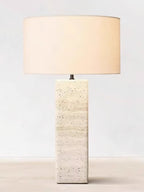 Travertine Column Table Lamp