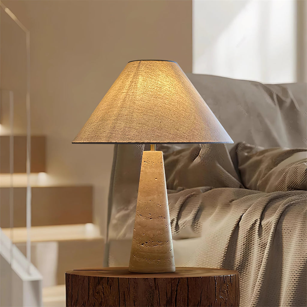 Travertine Column Table Lamp
