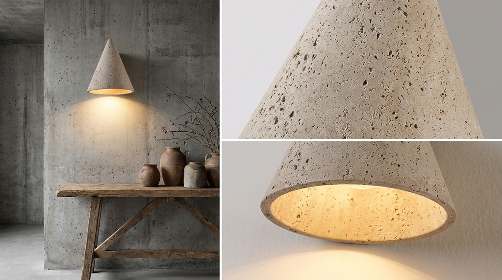 Travertine Cone Wall Sconce