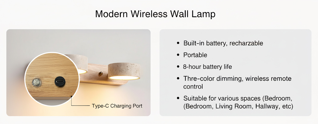 Travertine Duo Rechargeable Wall Light