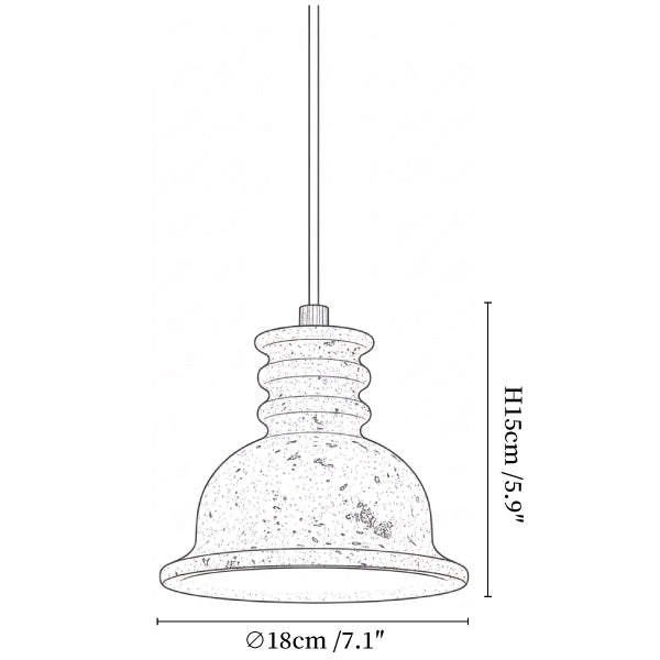 Travertine Ribbed Dome Pendant Light