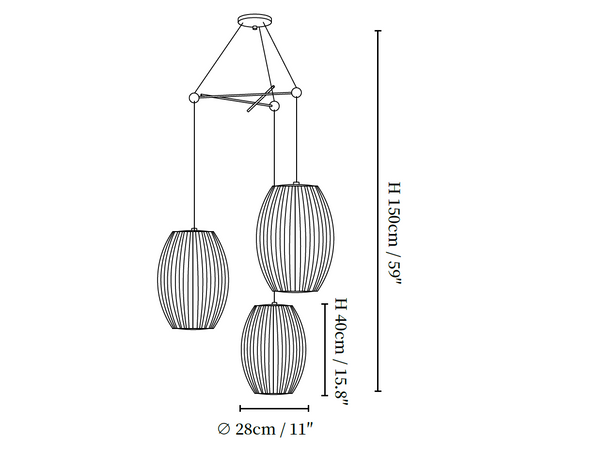 Triple Pear Bubble Pendant Lamp