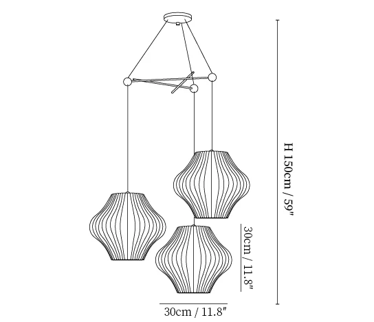 Triple Pear Bubble Pendant Lamp